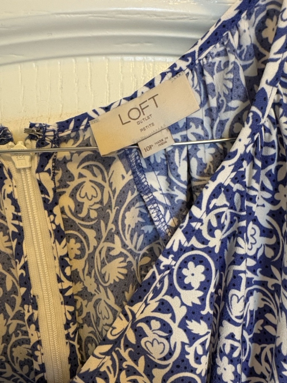 LOFT 10 Petite Blue Floral Dress with Waist Tie - Picture 11 of 16